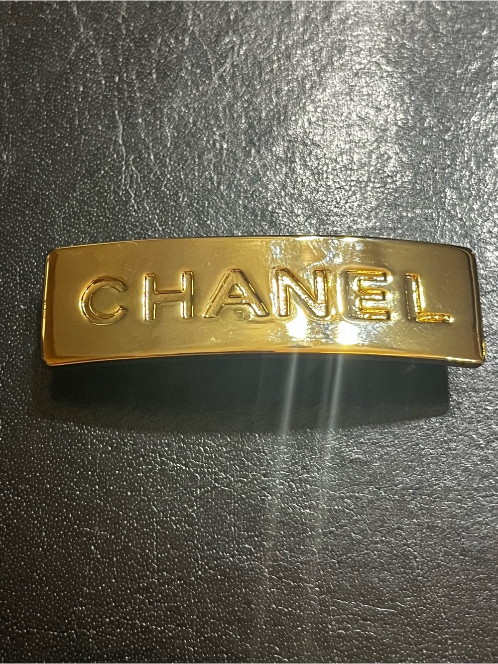 Double C Designer Gold Tone Spell Out Barrette